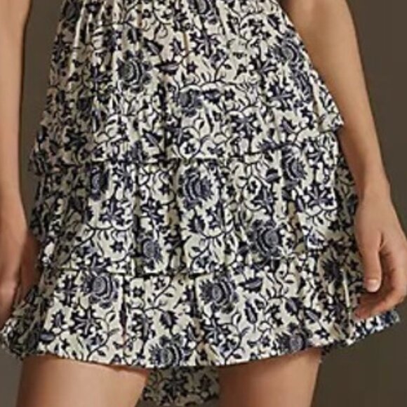 Anthropologie Tie Back Dress Size S MSRP $375 in Blue and White - Picture 3 of 11